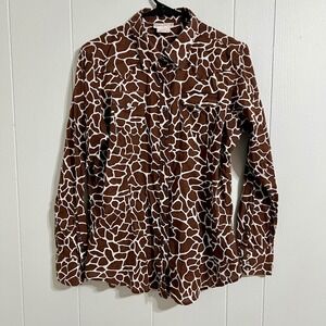 Ariat Giraffe Print Western Cowboy Button Down Long Sleeve Shirt Women's Size L‎